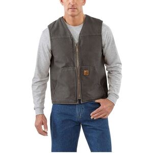 Carhartt | Men's Sherpa Lined Charcoal Grey V-Neck Vest Large Tall